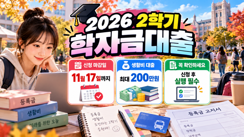 2026 2학기 학자금대출 11월17일까지｜생활비 200만원·신청과 실행 차이는?
