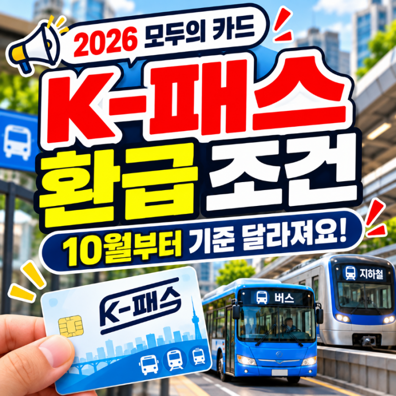 K-패스 환급 조건 총정리 (2026), 모두의 카드로 바뀐 점과 10월부터 달라진 기준금액·65세 어르....