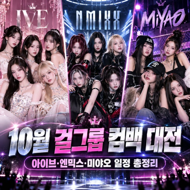 "10월 걸그룹 컴백 대전 미쳤다", 아이브·엔믹스·미야오 일정 총정리
