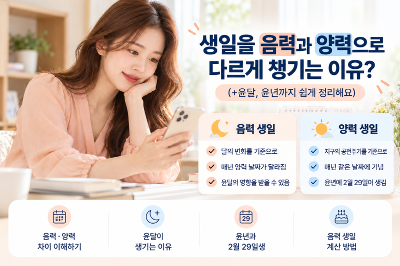 생일을 음력과 양력으로 다르게 챙기는 이유(+윤달, 윤년,윤달생일계산법)