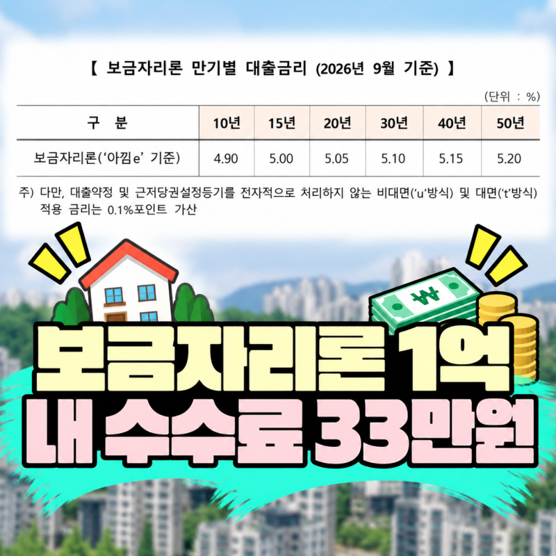 보금자리론 중도상환수수료 2026, 1억원 갚으면 얼마? 3년 안에서 갈린다