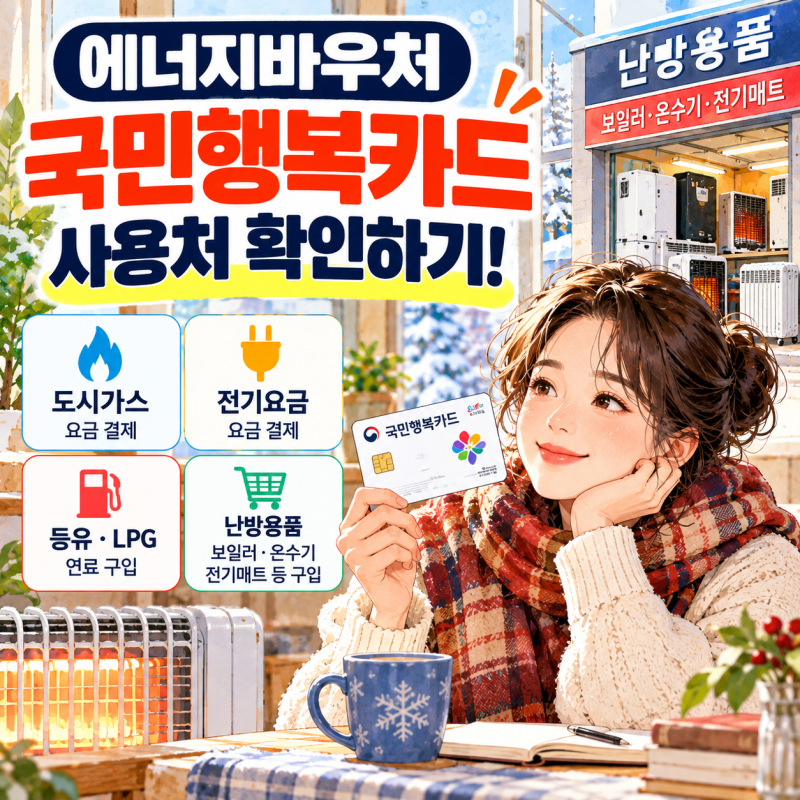 에너지바우처 카드 어디서 쓸까? 국민행복카드 사용처 확인하세요