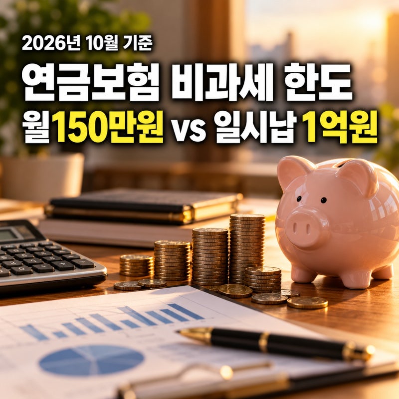 연금보험 비과세 한도 정리, 월 150만원과 일시납 1억원 차이