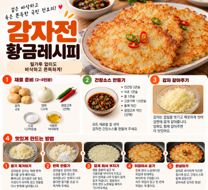 감자전 황금레시피｜밀가루 없이 바삭쫀득하게 만드는 법