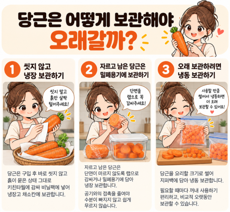 당근은 어떻게 보관해야 오래갈까? | 자르고 남은 당근 냉장·냉동 보관법
