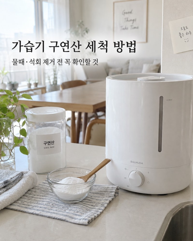 가습기 구연산 세척 방법 | 물때·석회 제거 전 꼭 확인할 것