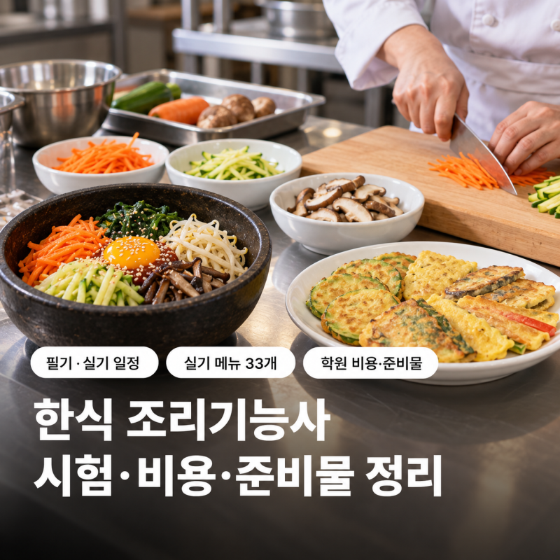 한식 조리기능사 실기 비용은 얼마? 시험 일정·33개 메뉴·준비물 정리