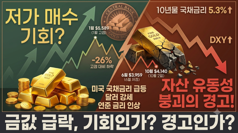 금값 급락, 저가 매수의 기회일까? 자산 유동성 붕괴의 경고일까?