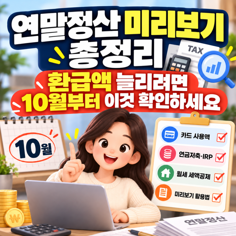 연말정산 미리보기 총정리 | 환급액 늘리려면 10월부터 이것 확인하세요