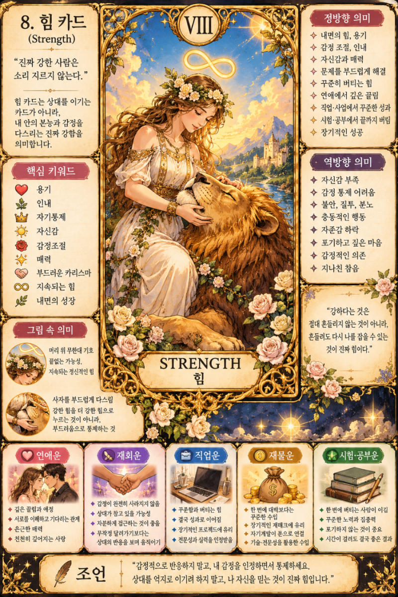 타로카드 8번 「힘(Strength)」 심화 해석