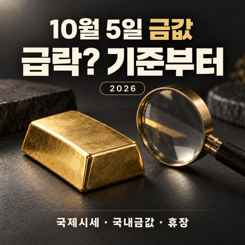 2026년 10월 5일 금값 급락? 국제 금시세·한 돈 가격·KRX 휴장 팩트체크