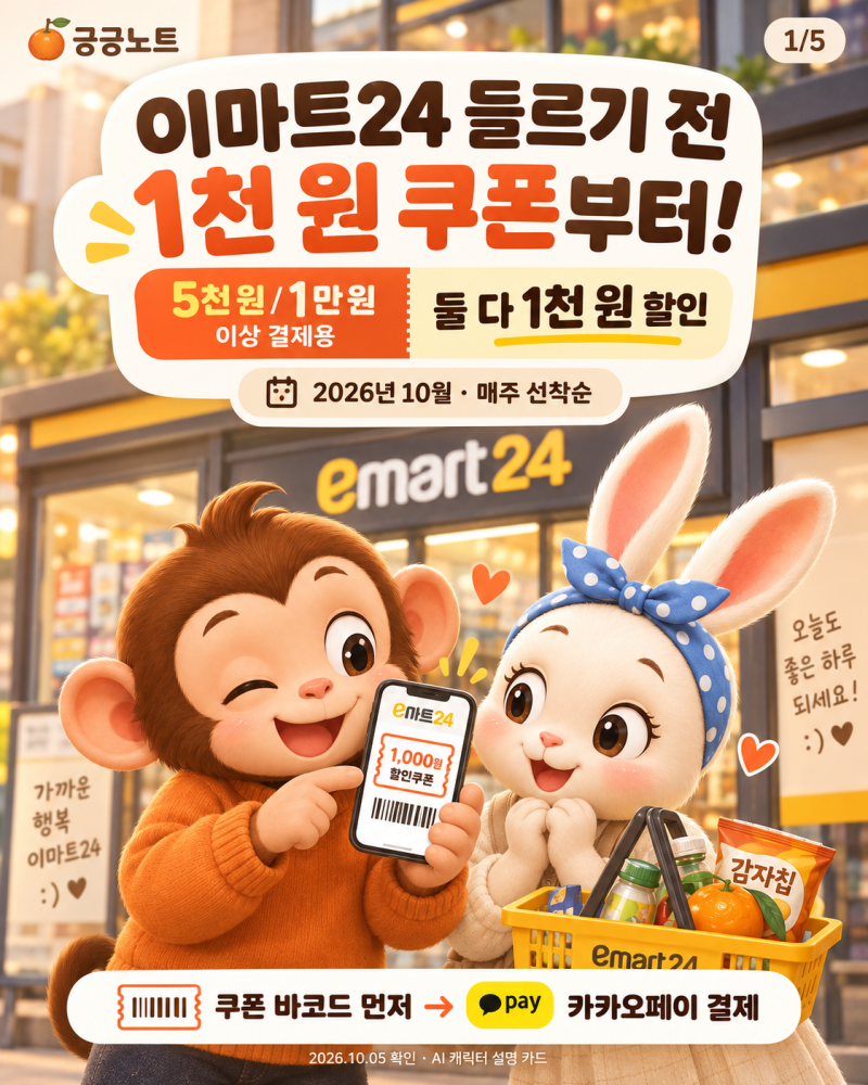 이마트24 카카오페이 1천원 할인쿠폰, 10월 주차별 일정과 사용 순서