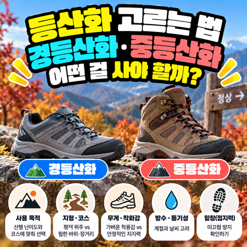등산화 고르는 법, 경등산화·중등산화 중 어떤 걸 사야 할까