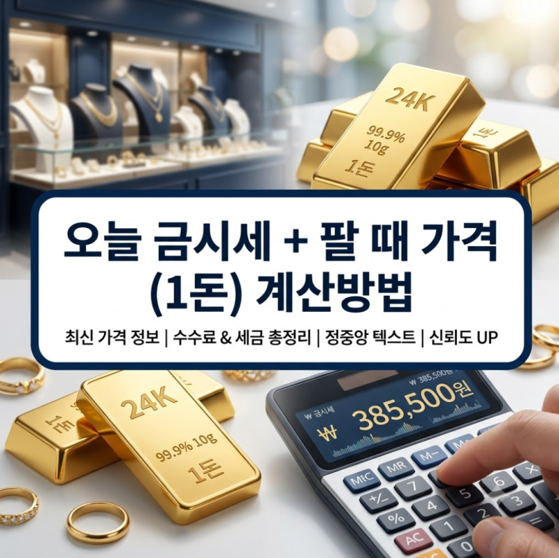 금시세 오늘 얼마? 1돈 팔 때 가격 계산방법과 수수료 총정리