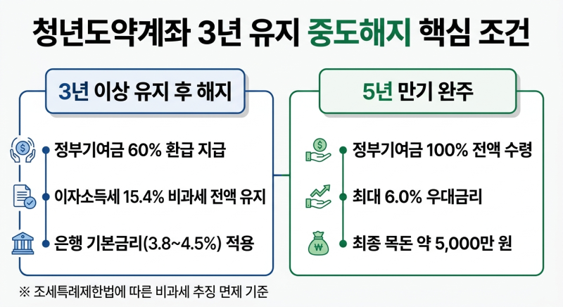 청년도약계좌 3년 유지 중도해지 정부기여금 환급률과 손익 계산 가이드
