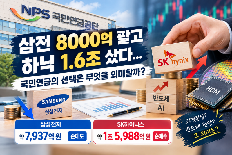 삼성전자 8000억 팔고 SK하이닉스 1.6조 샀다… 국민연금의 선택은 무엇을 의미할까?