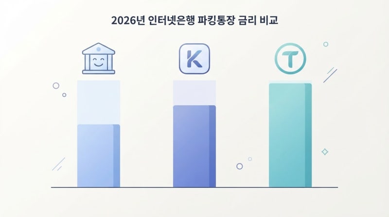 인터넷은행 파킹통장 금리 비교 2026, 케이뱅크 카카오 토스 중 어디가 제일 높을까