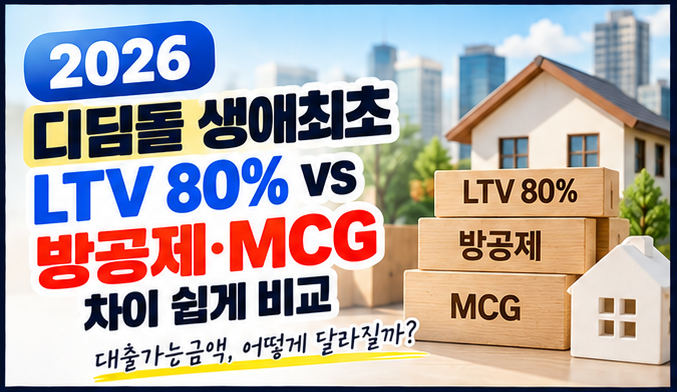 디딤돌 생애최초 LTV 80% vs 방공제·MCG｜2026 차이 쉽게 비교