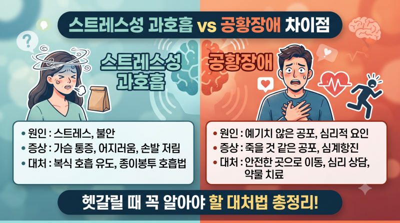 스트레스성 과호흡 vs 공황장애 차이점, 헷갈릴 때 꼭 알아야 할 대처법 총정리!