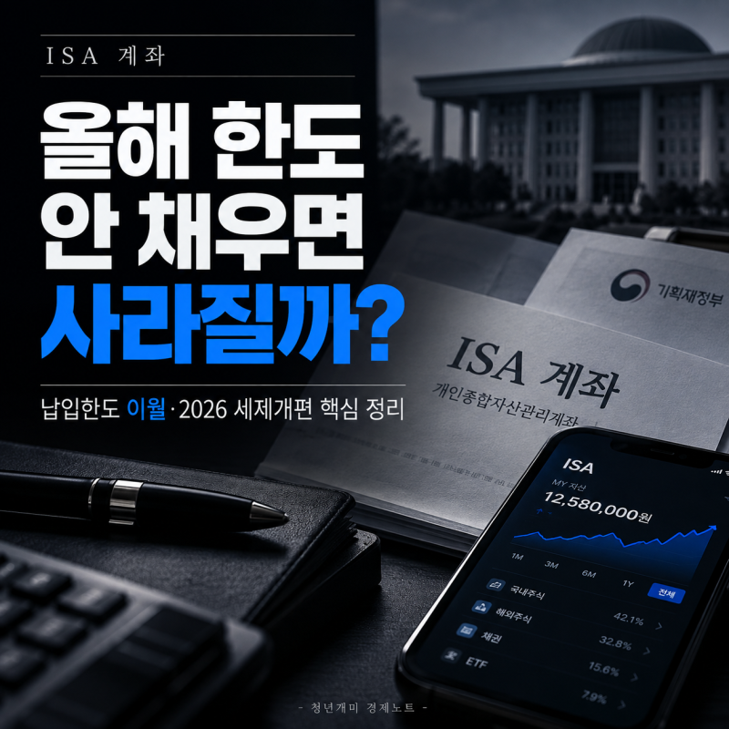 "올해 한도 못 채우면 사라질까?" ISA 계좌 납입한도 이월·2026 세제개편 정리