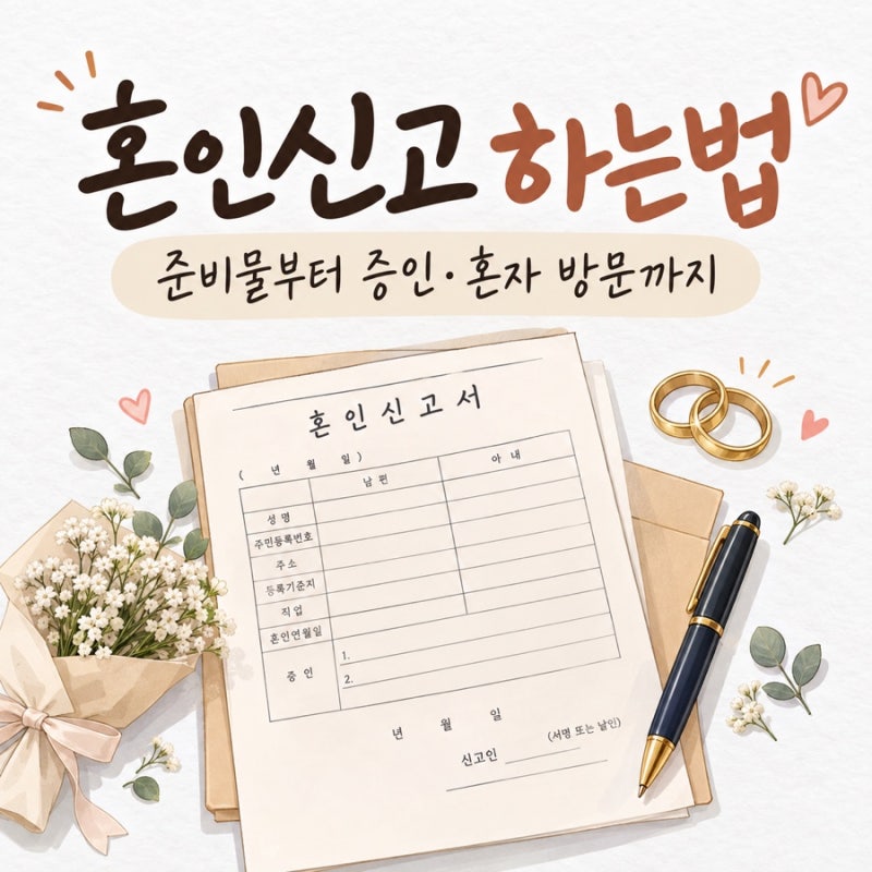 혼인신고 하는법 준비물부터 증인, 혼자 가도 돼요!