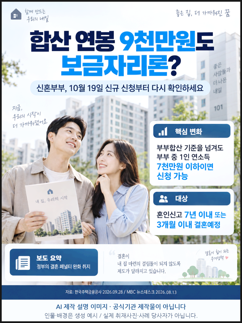 합산 연봉 9천만원도 보금자리론? 신혼부부가 놓치기 쉬운 우대금리 조건