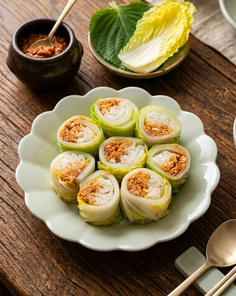 불 없이 5분 완성 두부 참치 쌈장! 포만감 넘치는 저염 알배기 배추쌈 식단