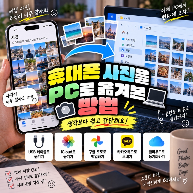 휴대폰 사진을 PC로 옮겨본 방법