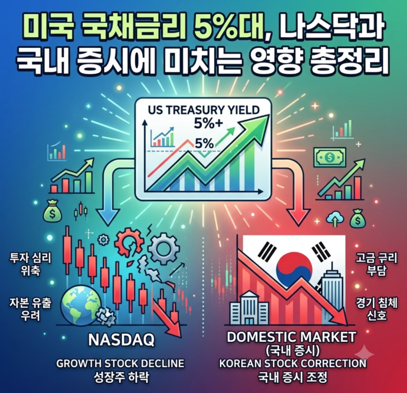 미국 국채금리 5%대, 나스닥과 국내 증시에 미치는 영향 총정리