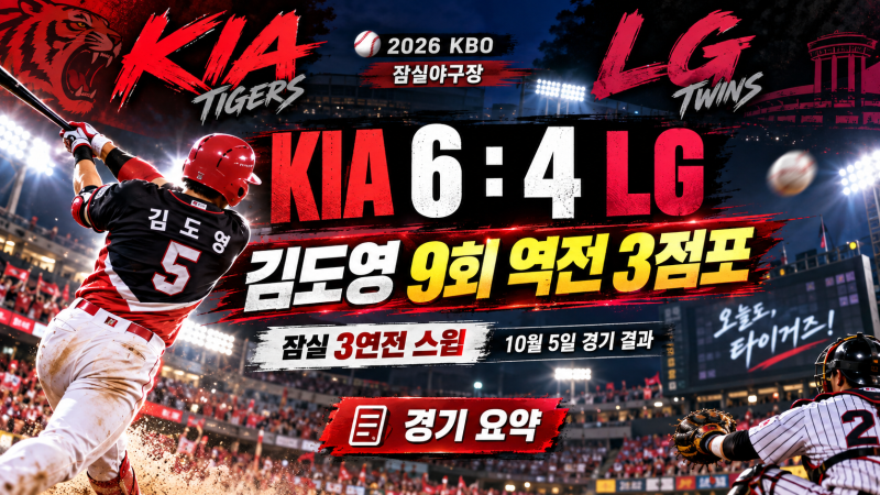 10월 5일 KBO 경기 결과｜KT 정규시즌 우승·KIA 3위 수성·두산 4위 추격 경우의 수