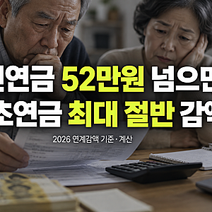 국민연금 받으면 기초연금 깎이나요? "52만원 넘으면 최대 절반" 연계감액 기준·계산 (2026)