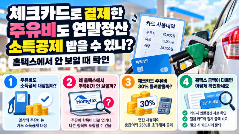 체크카드로 낸 주유비, 홈택스에 안 보이면 연말정산 못 받을까?
