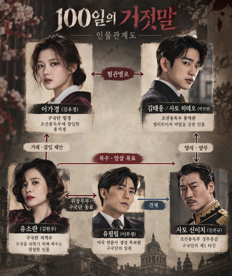독립운동가가 소매치기라고? '100일의 거짓말' 진짜 이야기는.. 인물관계도 미리보기