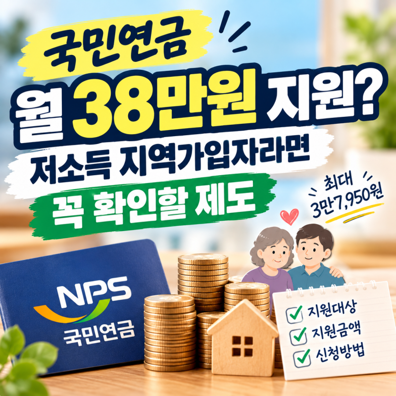 “국민연금 월 38만원 지원?” 저소득 지역가입자라면 꼭 확인할 제도
