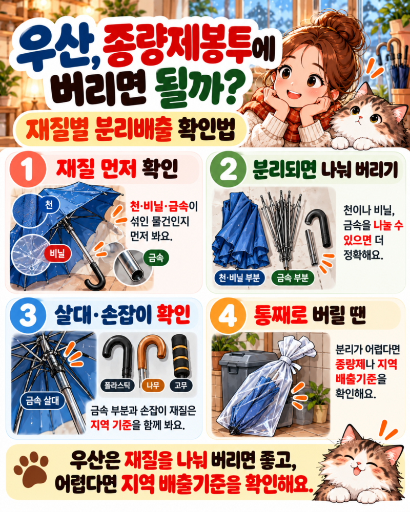 우산, 종량제봉투에 버리면 될까? 재질별 분리배출 확인법