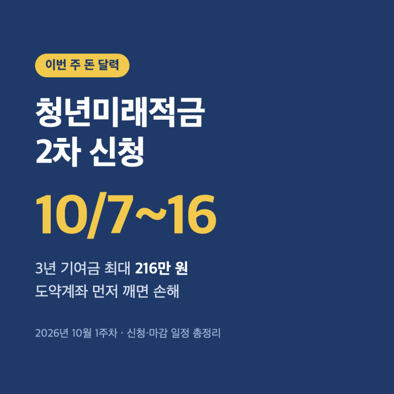 청년미래적금 2차 신청 10월 7일｜이번 주 돈 일정 7개, 순서 틀리면 손해