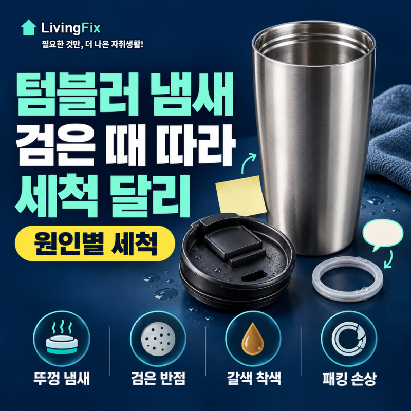 텀블러 세척, 냄새·검은 때 따라 달라요