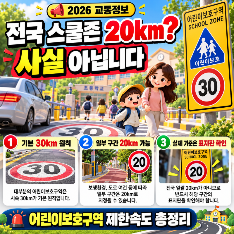 스쿨존 20km 시행 진짜일까?｜2026 어린이보호구역 제한속도·과태료 총정리