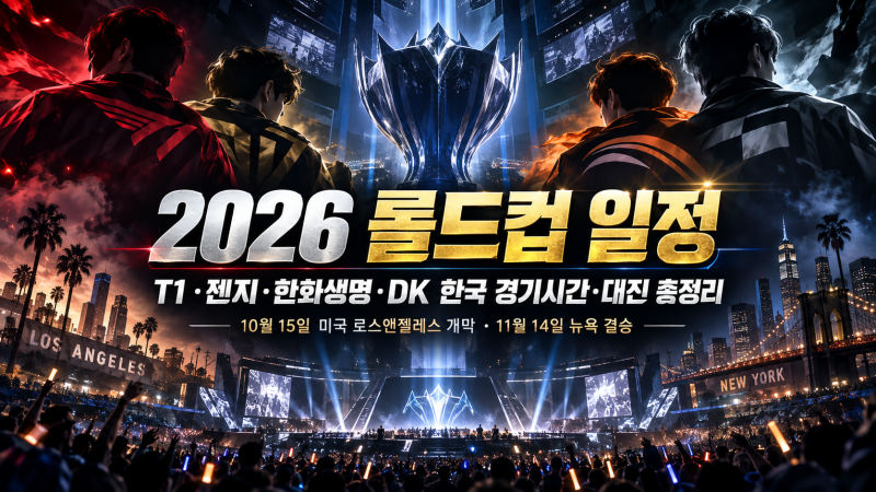 2026 롤드컵 일정｜T1·젠지·한화생명·DK 경기시간·대진·중계 총정리