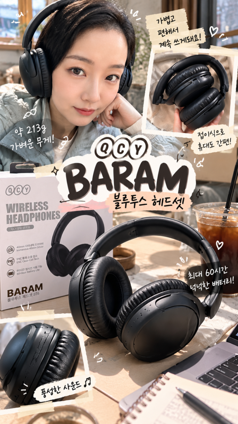QCY 바람 블루투스 헤드셋 추천, 가볍게 쓰는 무선 헤드셋