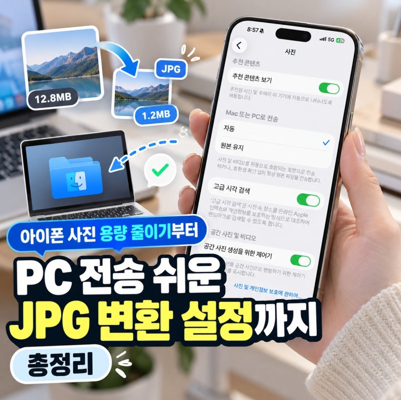 아이폰 사진 용량 줄이기부터 PC 전송 쉬운 JPG 변환 설정까지 총정리