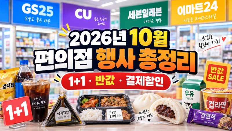 2026년 10월 편의점 행사 총정리｜GS25·CU·세븐일레븐·이마트24 할인 혜택
