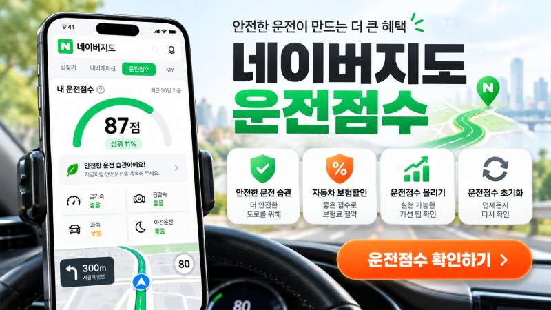 네이버지도 운전점수 총정리｜계산기준·올리기·보험할인·초기화 방법