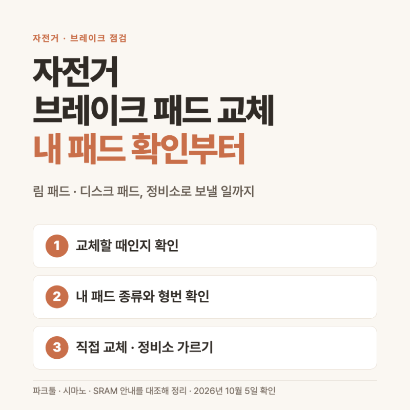 자전거 브레이크 패드 교체, 림·디스크 패드 확인 순서