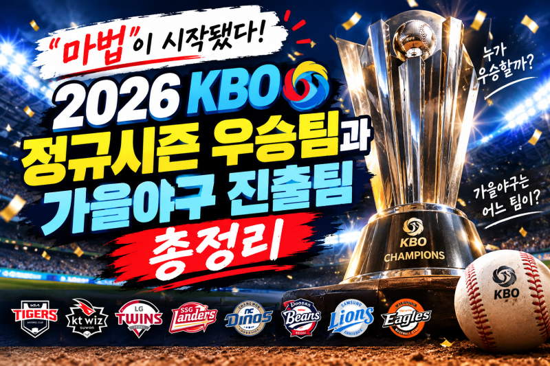 "마법"이 시작됐다! 2026 KBO 정규시즌 우승팀과 가을야구 진출팀 총정리