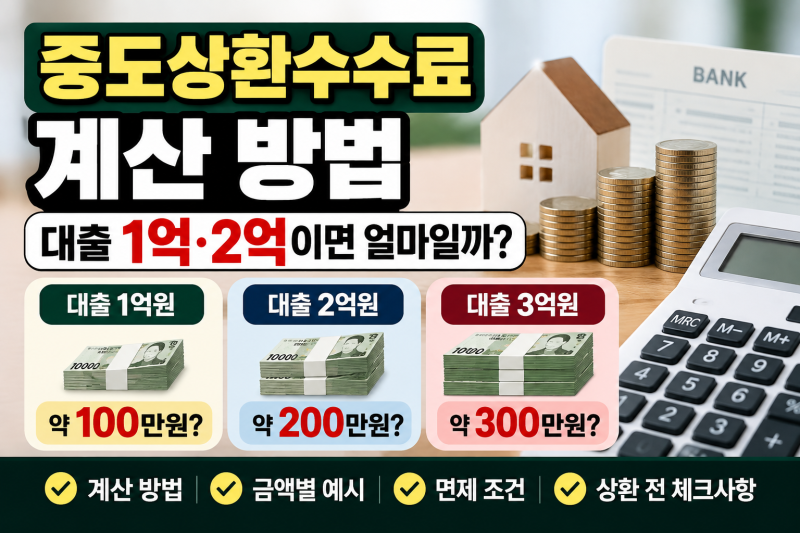 중도상환수수료 계산 방법｜대출 1억·2억이면 얼마일까?