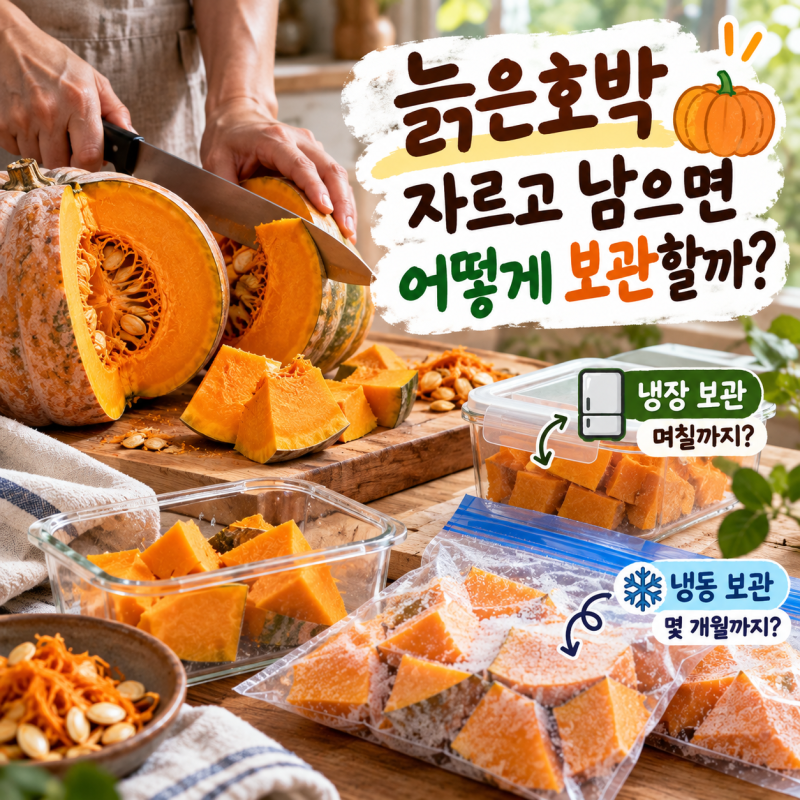 늙은호박 자르고 남으면 어떻게 보관할까? 냉장·냉동 기간 차이