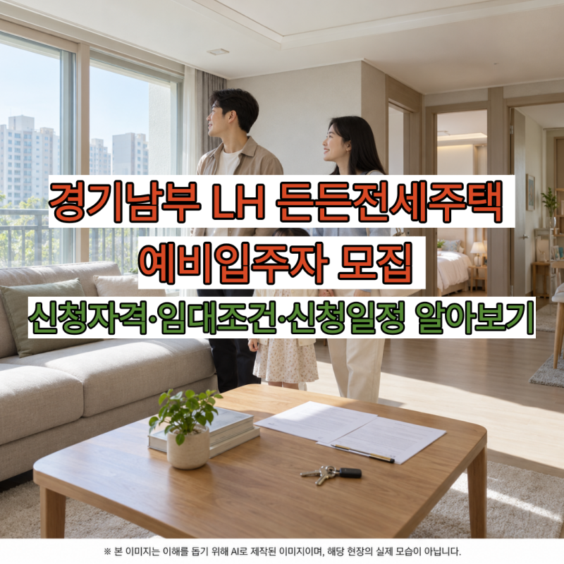 경기남부 LH 든든전세주택 예비입주자 모집 신청자격·임대조건·신청일정 알아보기
