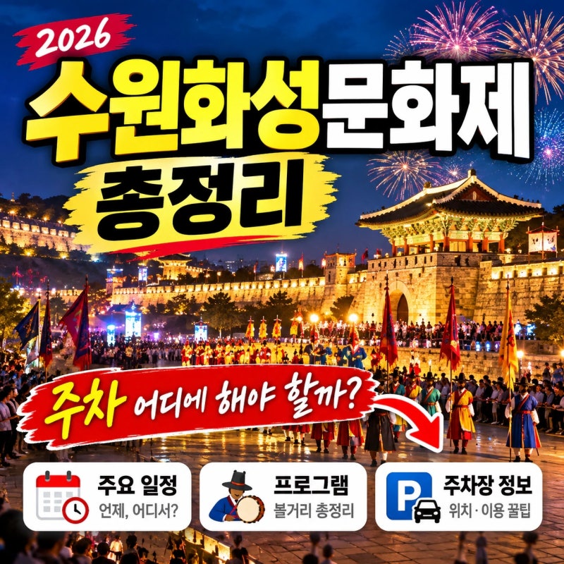 2026 수원화성문화제 8일간 어디부터 볼까? 정조의 길·일정·주차 완벽 가이드