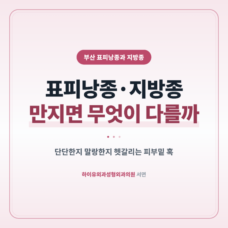 부산 표피낭종과 지방종, 만졌을 때 무엇이 다른가요?